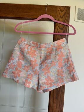 & Merci Floral Jacquard Women’s Shorts — Coral Pink